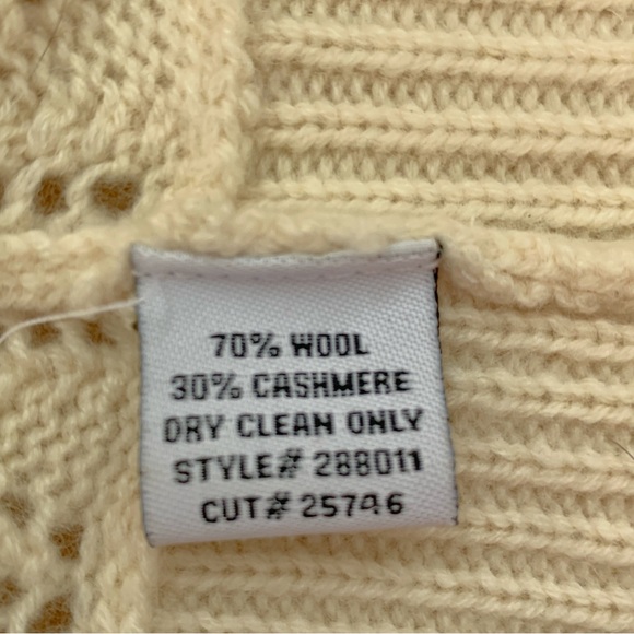 Trina Turk Cream Pointelle Wool Cashmere Blend Knit Cardigan Snap Button Front - Picture 7 of 8